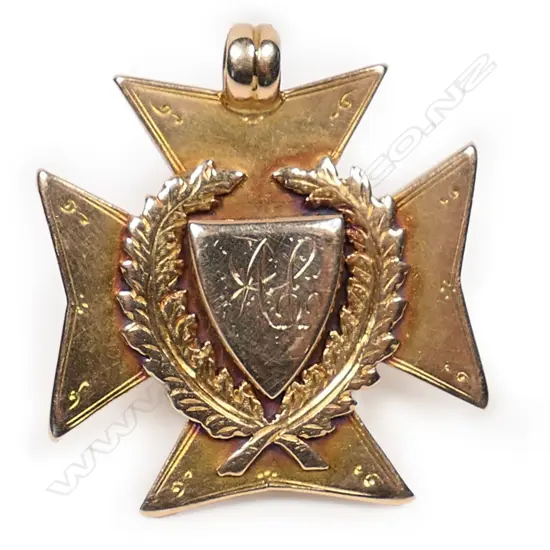 G & T Young 9ct gold medal Otago 1898,